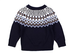 FUB dark navy Fair Isle sweater merinould
